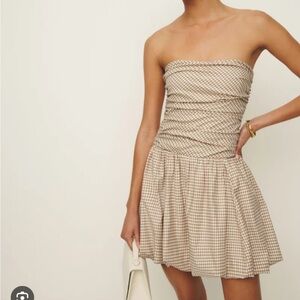 Reformation Gingham Strapless Dress